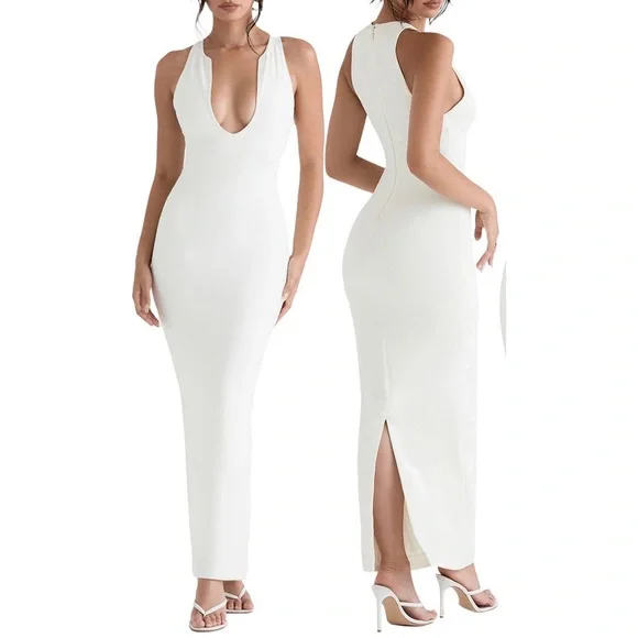 basic dress long Jane Classic Black Long Sleeve Bodycon Midi Dress for Women, Polyester and Elastane, XL main image 1